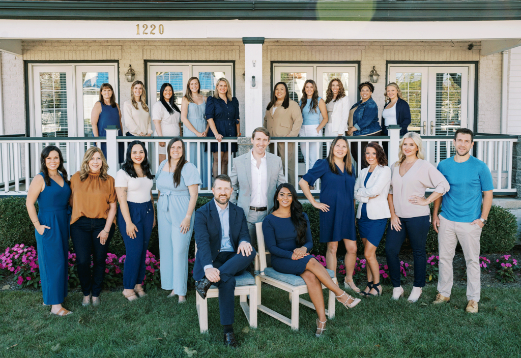 Group photo of the Grandview Dental Care team in front of the dental office in Grandview Heights, Columbus, OH.